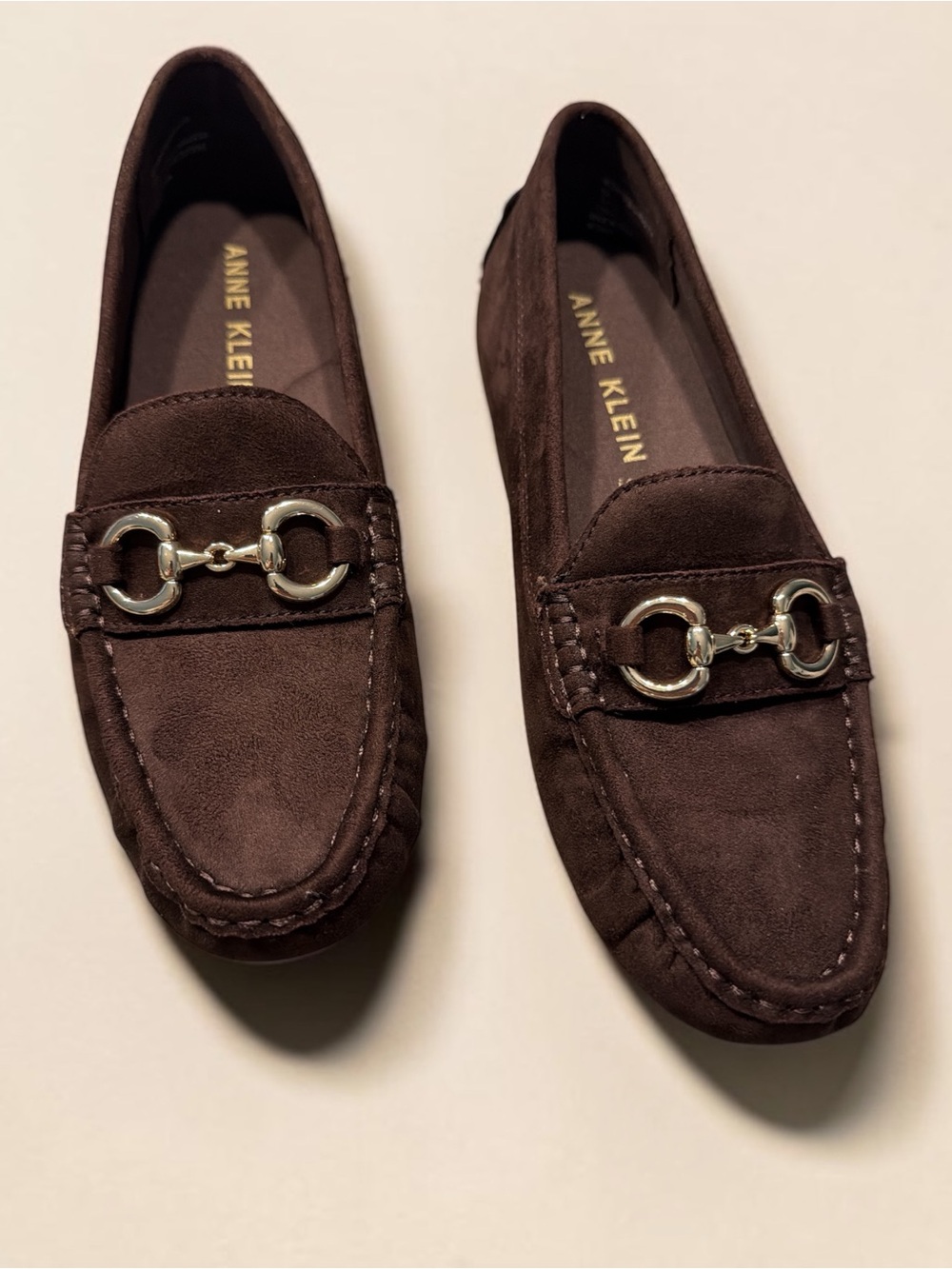 Anne Klein Dark Brown Suede Bit Loafers